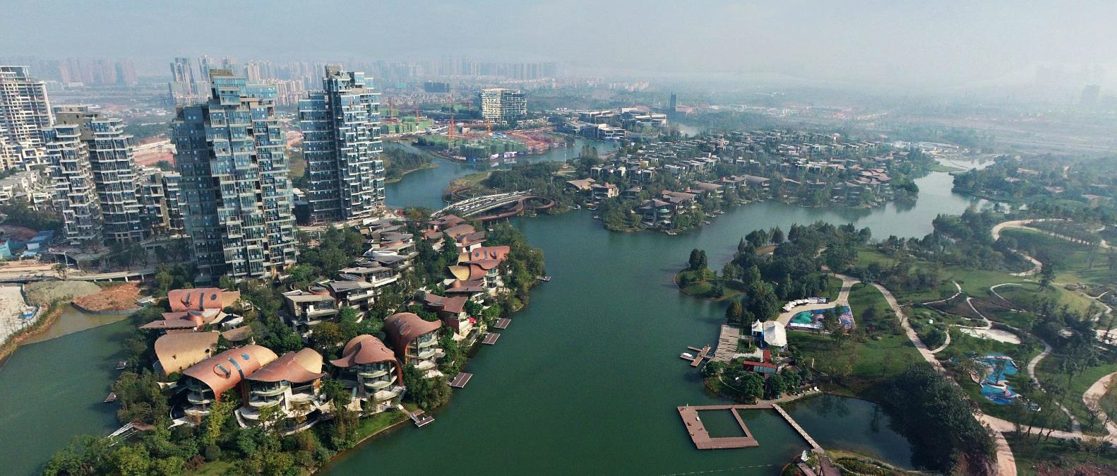 Die Tianfu New Areain der Provinz Sichuan, China.